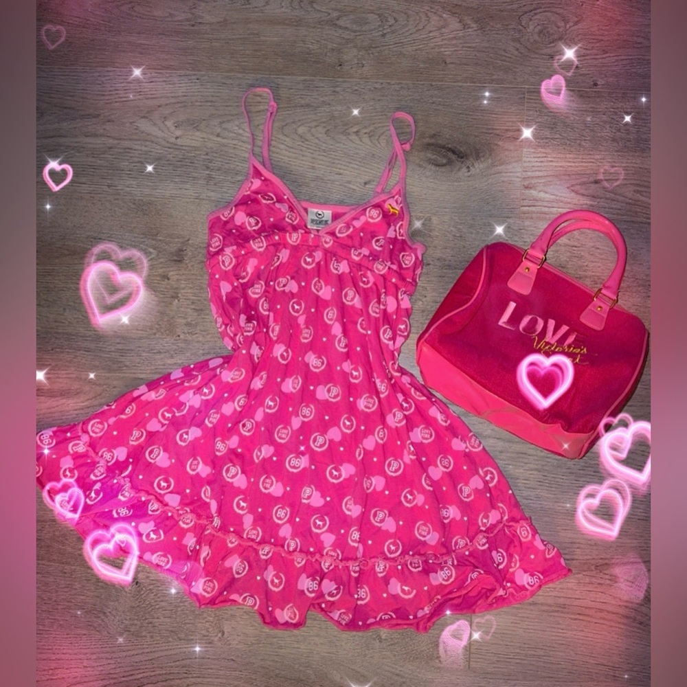 RARE VINTAGE PINK 86’ Victoria's Secret - Love & Romance mini dress with purse
